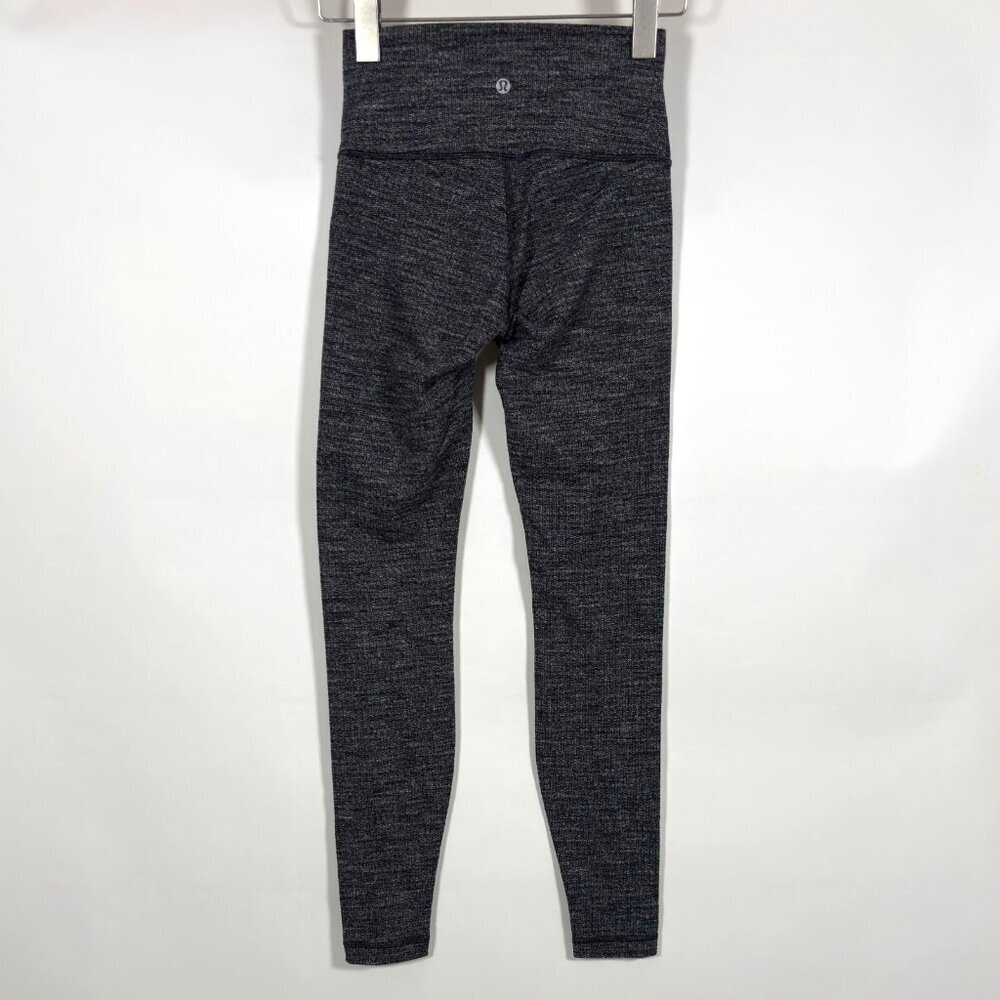 Lululemon Wunder Under High Rise Legging Size 4 Heathered Gray Black Knit Yoga - Picture 3 of 7